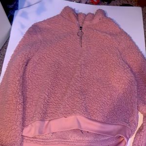 Pink fuzzy zip up